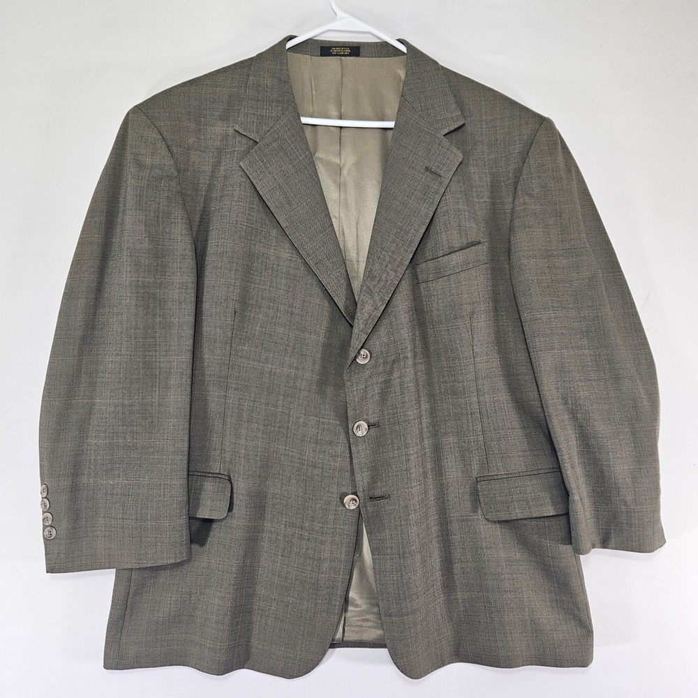 Hardwick Men's Sport Coat Blazer Three Button Brown‎ Olive Wool Size 46S